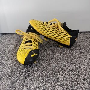 Puma Future 5.4 FG/AG Youth Soccer Cleats Black & Yellow Kids Shoes Size 1C
